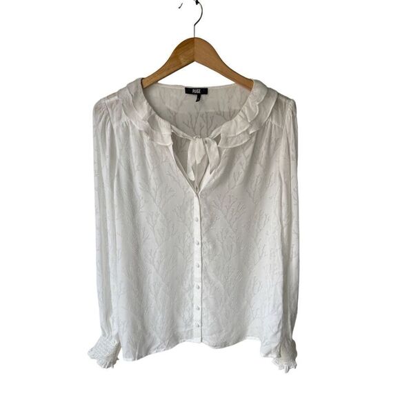 PAIGE Silk Blend Dionna Ruffled Button-Front Blouse - Picture 6 of 10